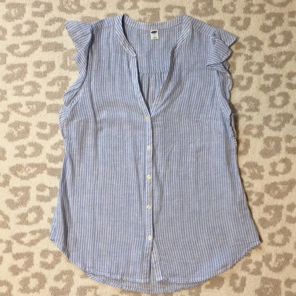 Old Navy White and Blue Stripe Button Down Tank - Picture 4 of 8